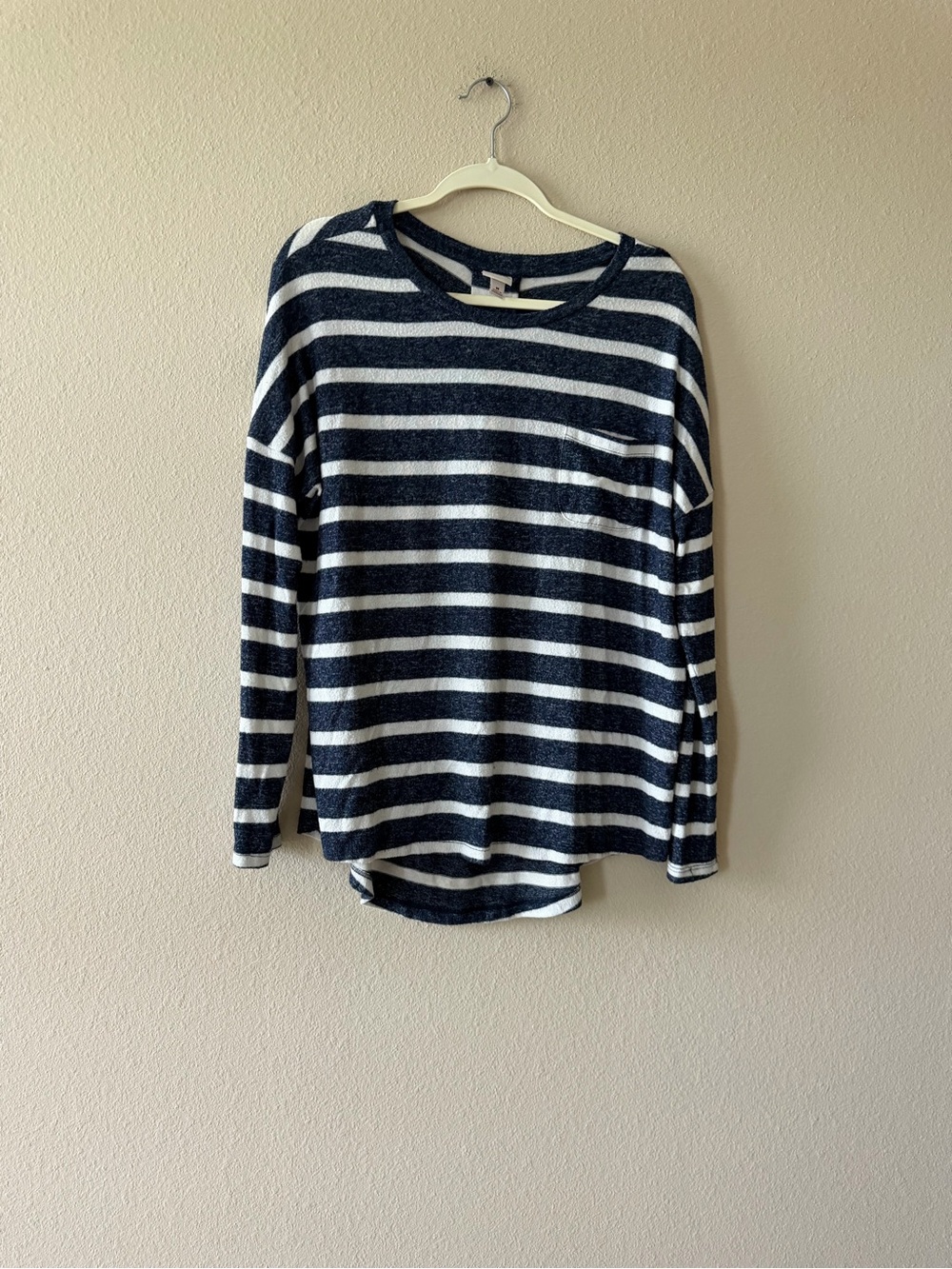 Merona Blue & White Striped Long Sleeve Tee